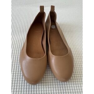 Womens Andre Assous Tan Brown Leather Ballet Flats‎ Size 8